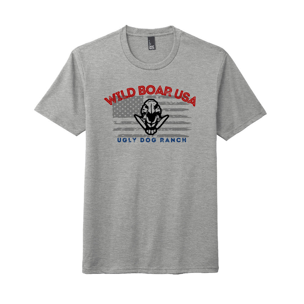 AMERICAN PROUD WILD BOAR USA T-SHIRT - Heathered Grey