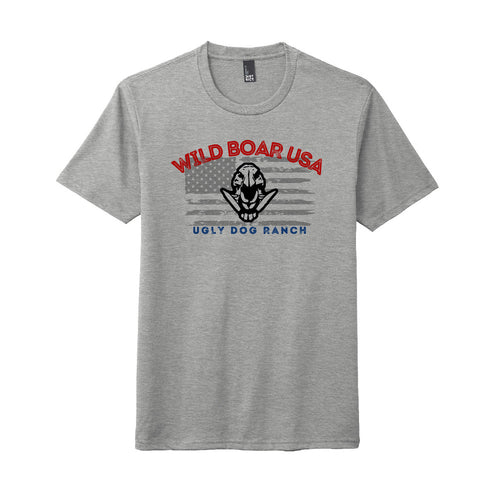 AMERICAN PROUD WILD BOAR USA T-SHIRT - Heathered Grey
