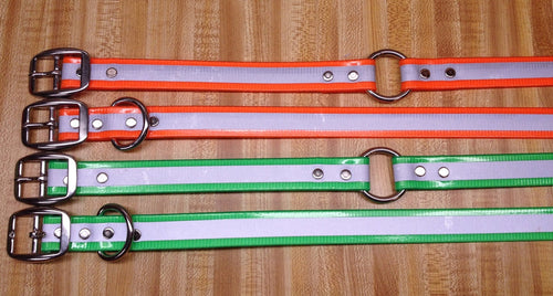 I. 1 INCH REFLECTIVE DAY GLO COLLAR - STAINLESS (FREE NAME TAG AT CHECKOUT)